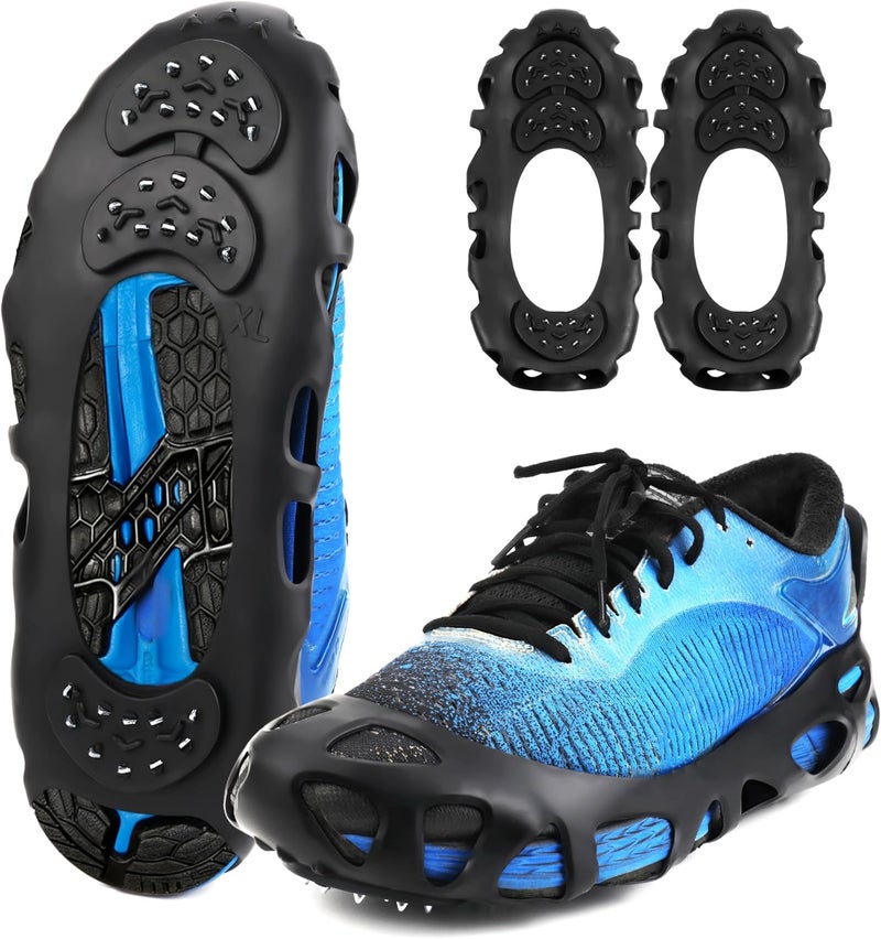 wasserflux Ice Cleats for Shoes - 30 Steel Anti-Slip Spikes, Stretchy TPE Winter Traction for Sneakers, Hiking Boots & Work Shoes - Image 1